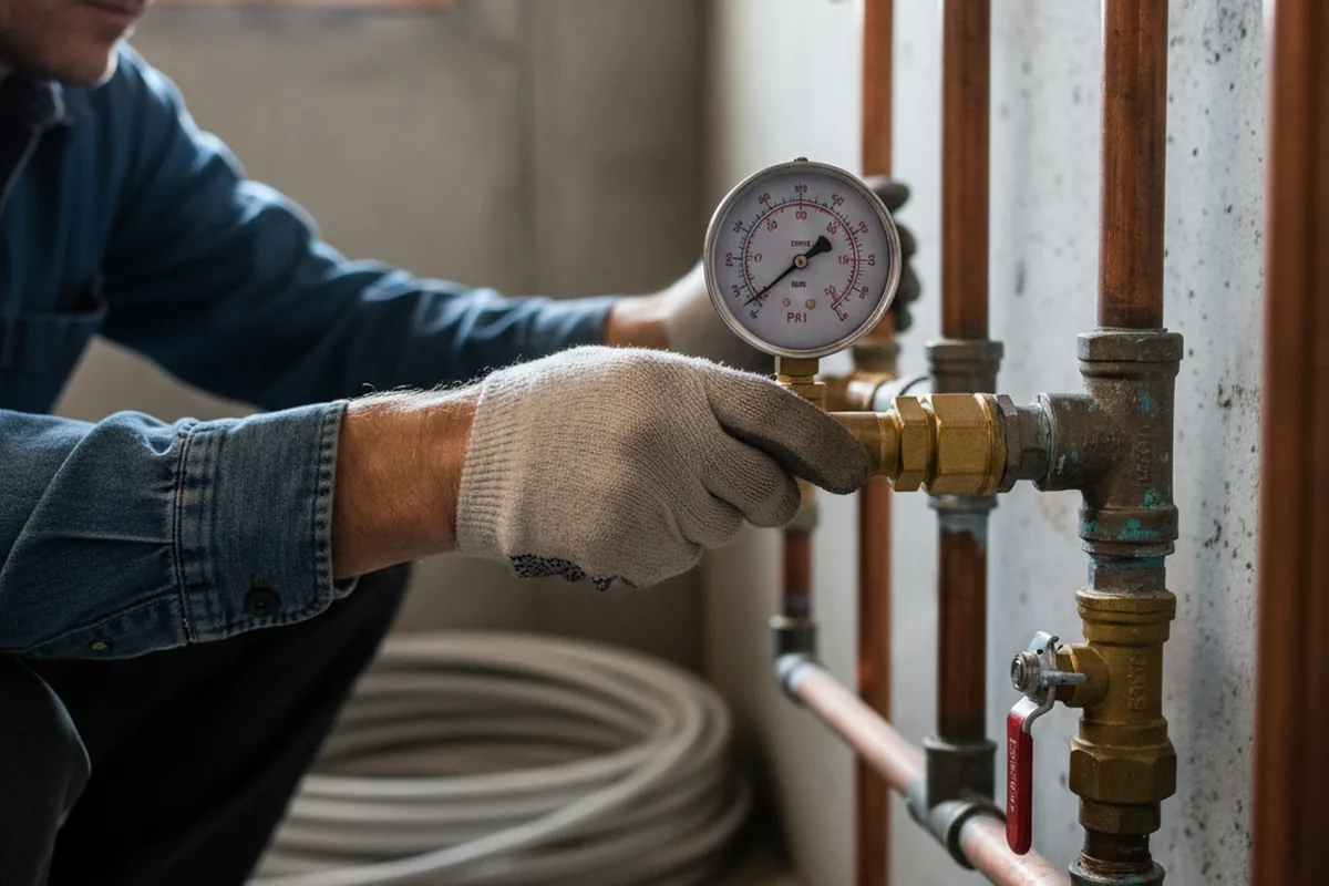 Pressure testing a repaired line during Water Line Repair in Adams